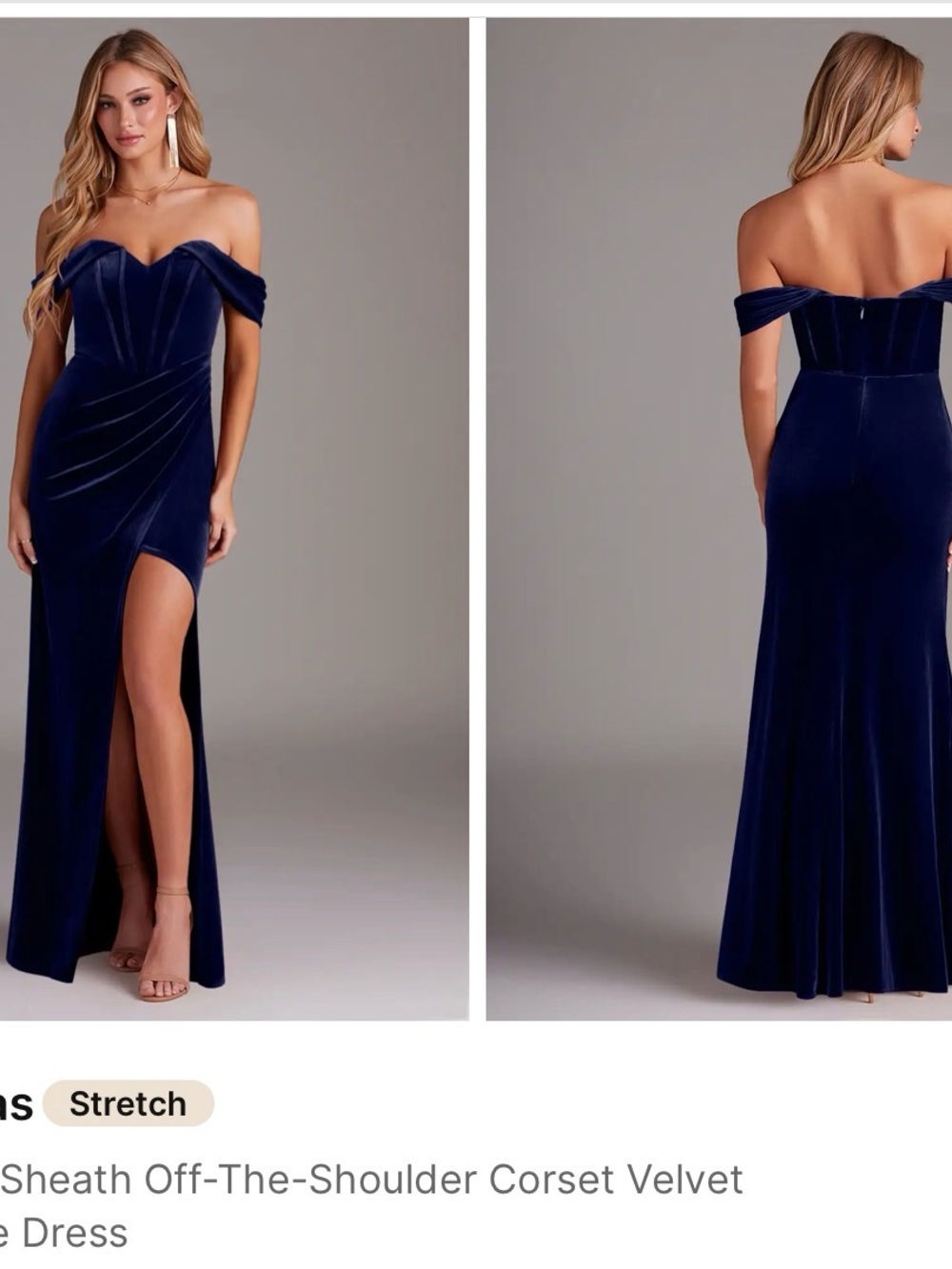 Azazie Jas Dark Navy Corset Velvet Converible Dress